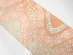 アンティーク　流水に花模様織り出し袋帯(材料)